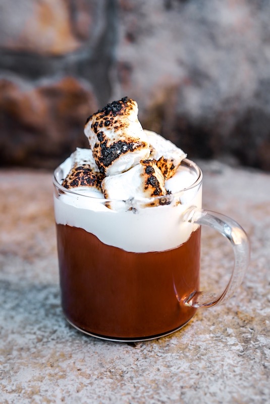 S’mores Italian hot chocolate made with milk