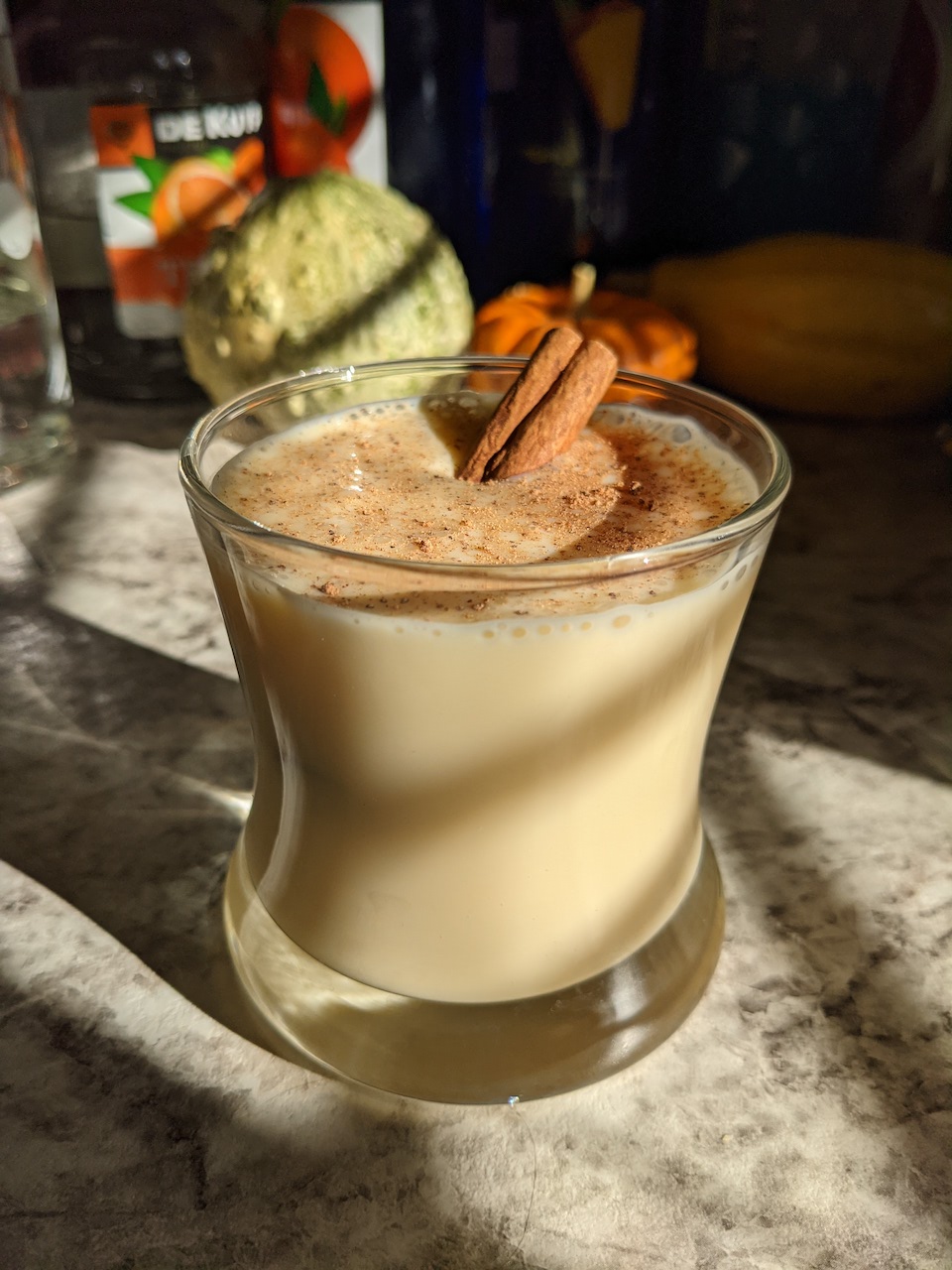 Homemade eggnog cocktail made with real milk