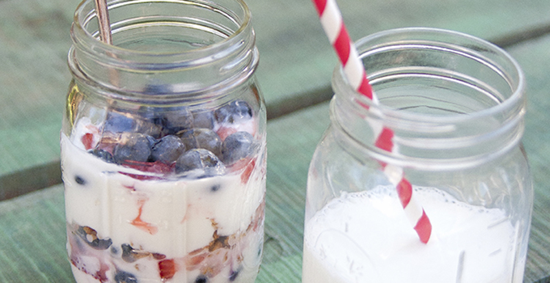 Red, White and Blue Granola and Fruit Parfaits