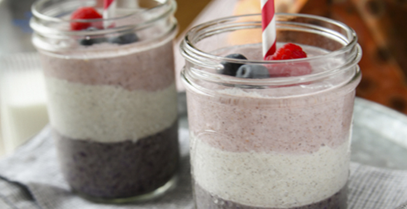 Raspberry, Vanilla and Blueberry Stacked Smoothie