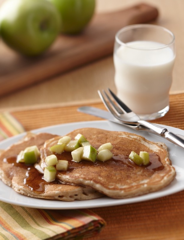 Cinnamon-Oatmeal Pancakes with Apple-Maple Syrup